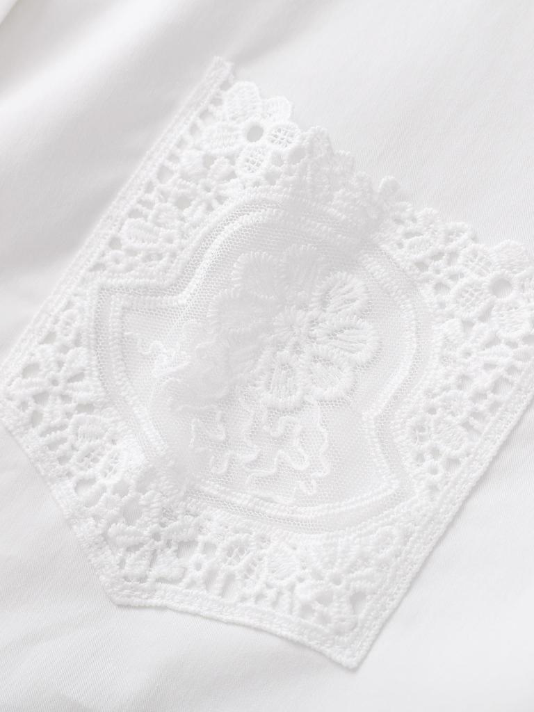 Women's Early Spring Loose Casual Lace Cotton Shirt with Bamboo Joint Design