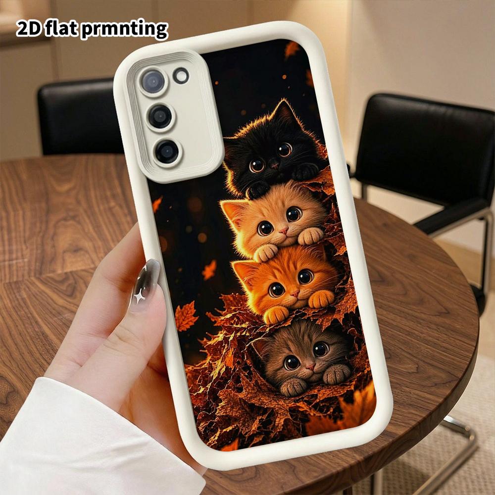 Phone Case: 2D Flat Samsung Galaxy A34 A35 M05 M06 S20 S22 S21 FE Plus 5G Layered Case, Cats In Different Fur Colors, Christmas and Halloween Gifts