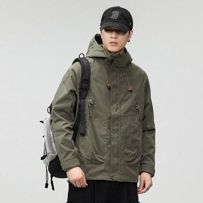 Hooded Jacket Jacket Men'S Outdoor Waterproof Trench Coat Ji Chao Brand Tooling Locomotive Clothing