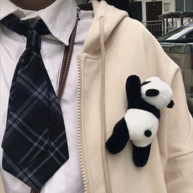 10Cm Cartoon Plush Panda Three-Dimensional Panda Brooch Plush Doll Toy Ins Panda Jewelry School Bag Pendant Children’S Gift