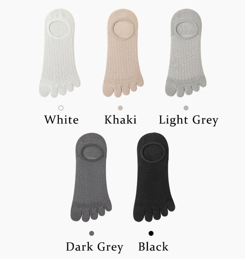 Men's Summer Ultra-thin Five Finger Socks Anti-slip Silicone Invisible Boat Socks Solid Color Cotton 5 Toe Socks Split Toe Socks