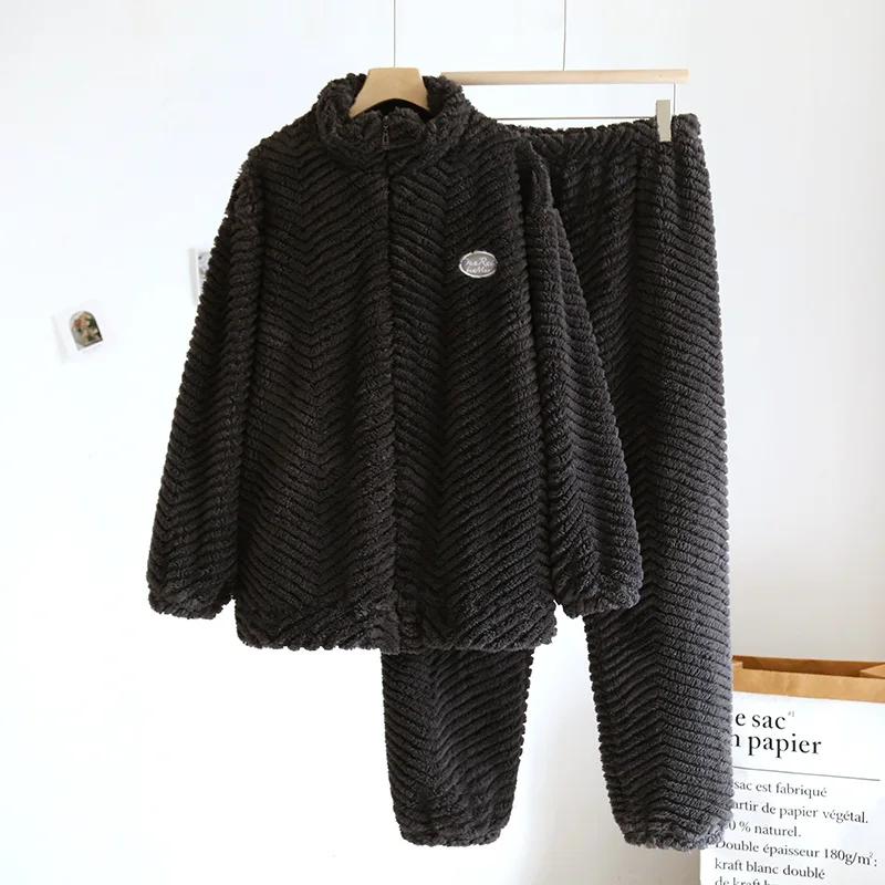 

Updated Autumn/Winter Couple Sleepwear Collection with Fleece and Thickened Zipper Long Sleeve Pants for Soft and Comfortable Home Fur XL