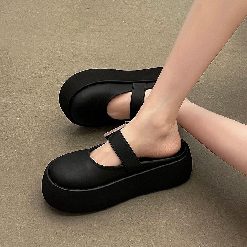 Shoes for Women Round Toe Woman Mules Slippers Height Platform Slides Summer Footwear Sandals High Quality Waterproof On Sale 39