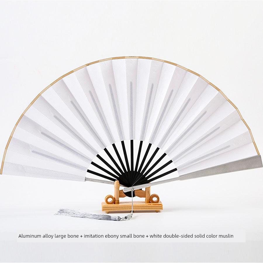 Legierter Faltfächer, Handwerksfächer, Hochwertiger Fächer im chinesischen Stil, Reiner Metallfächer, Geschenk für Freund, Version mit Geschenkbox