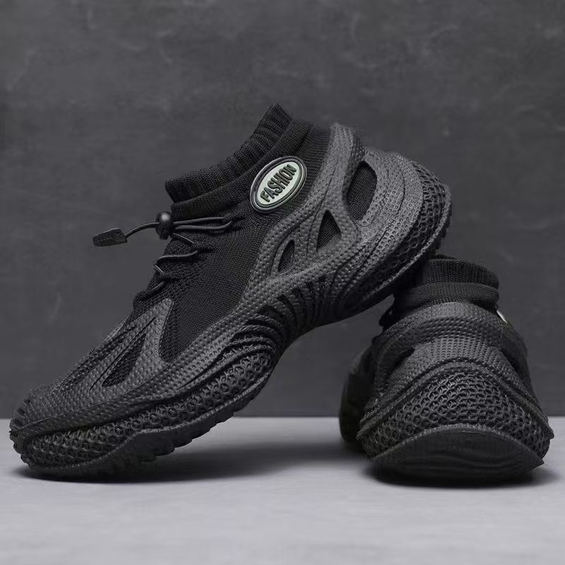Autumn mesh breathable new high-elastic sports fly-woven thick-soled heightening sports and leisure shoes