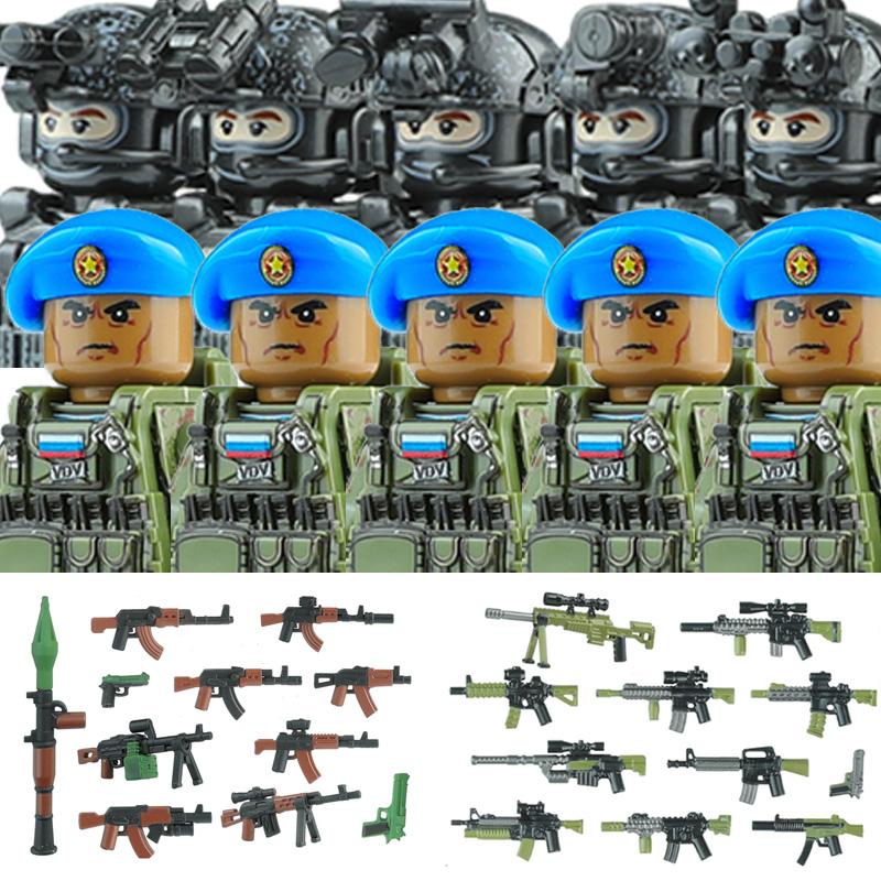 Commando Urbano Forze Speciali Figure Militari Blocchi da Costruzione SWAT Esercito USA Ucraina Soldati Assalto Fanteria Scudo Armi Giocattoli