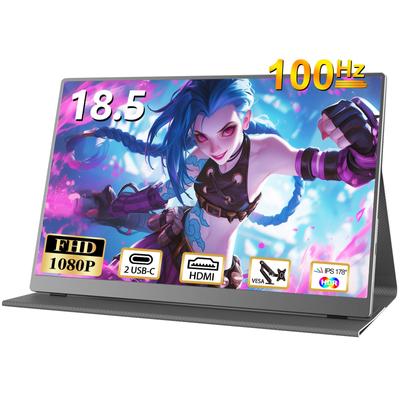 CUIUIC Mobilní monitor Palcový herní monitor s velkou obrazovkou Mobilní displej 100 Hz Přenosný monitor IPS LCD panel Matný HDR režim USB HDMI reproduktor se stojanem