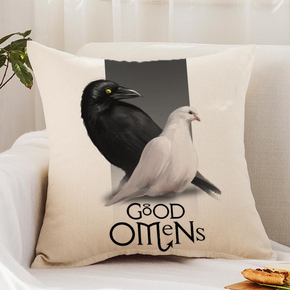 Tv G-Good O-Omens Cushion Cover Premium Comfort Reversible Pillow Cover - Dual - Use Design for Home & Car
