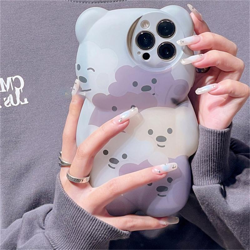 Ins Japan Cute 3d Cartoon Bear Flower Phone Case For Iphone 13 12 11 Pro Xs Max X Xr Cartoon Animal Shockproof Soft Back Cover