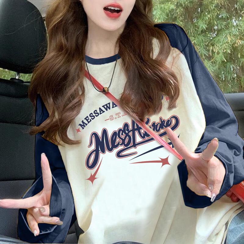 TonLion Women s College Letter Long Sleeve T-Shirt S