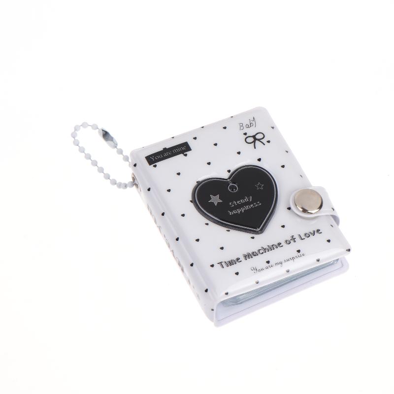 Mini Cute Heart Photocard Album 32 Pockets Portable Clear Kpop Card Holder for Idol Collectibles Travel Souvenir Gift