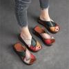 Johnature Retro Women Peep Toe Wedges Slippers Genuine Leather Thick Sole Slides Fashion Platform Shoes