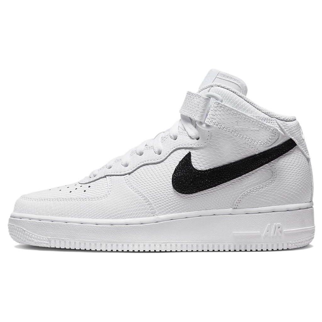 Nike Air Force 1 07 Mid White Snakeskin Women Sneakers Black DZ5211-100