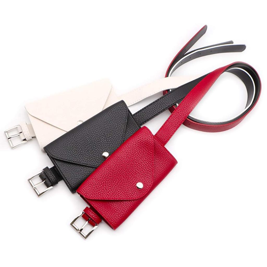 BUZZxSELECTION Leather Waist Pouch Accessory LBT063 Women's Bag, Belt, 2-Way Case, Wallet, (03 Black)