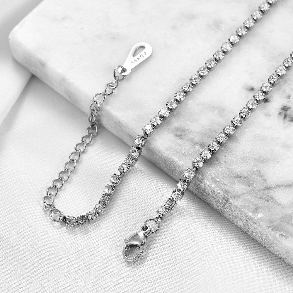 European & American Zircon Tennis Chain Necklace - 3MM Copper, Fashionable & Versatile Collarbone Jewelry for Women