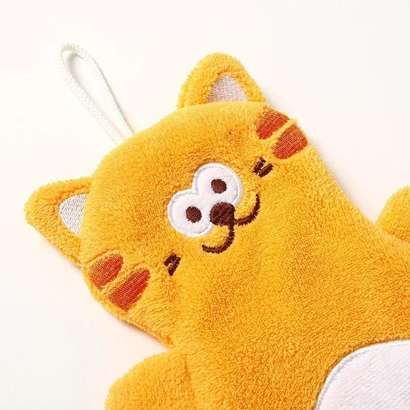 1PC Cartoon Cat Hand Towel Cute Animal Coral Velvet Water Absorption Quick Dry Wipe Children Hands Towel Kitchen Bathroom Supply