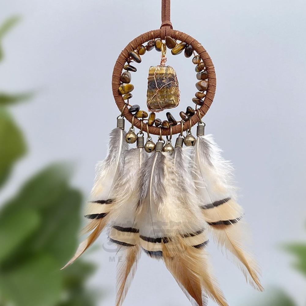 Crystal Stone Dreamcatcher Car Pendant Retro Car Hanging Ornament  Car Interior Decoration
