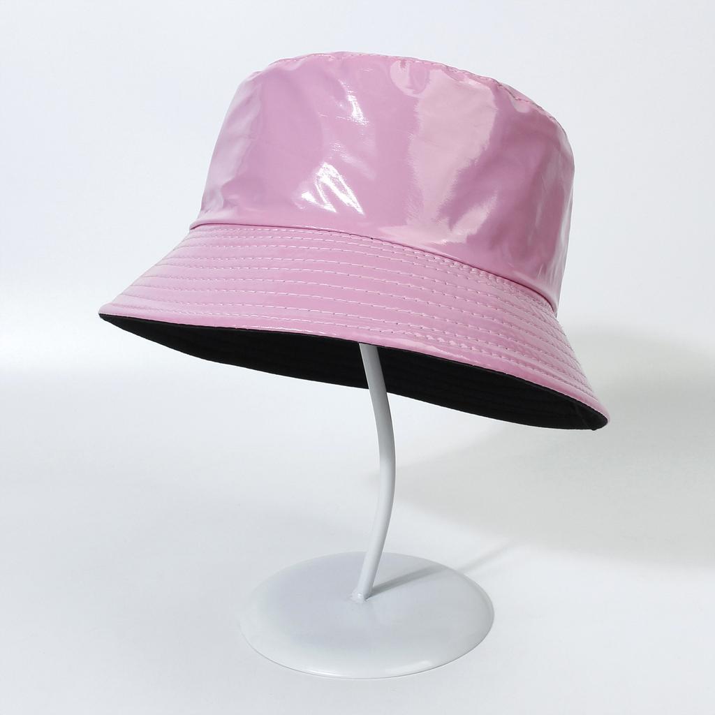 Faux Leather Reversible Bucket Hat Fashion Waterproof Fisherman Hats For Men Women Gold Silver Black Fishing Cap Sun Hat