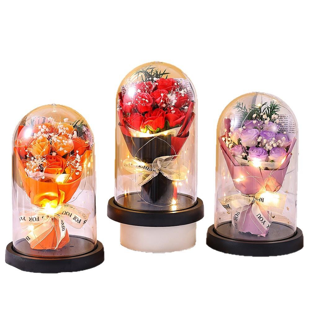 Mother's Day Gift Rose Eternal Flower Acrylic Glass Cover 110 Creative Gift for Girlfriend Lover Flower