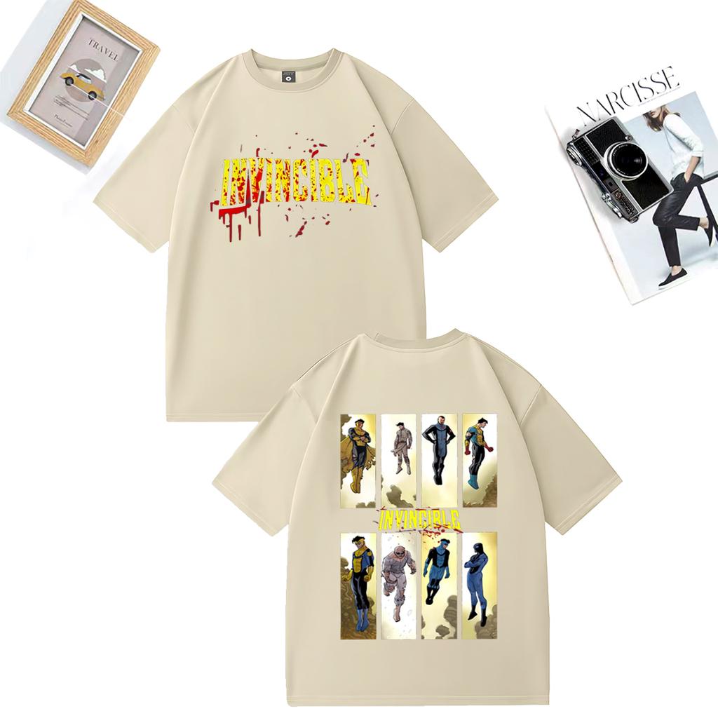 Invincible Blood Splat Logo Merch Men Women T Shirts Hip Hop Pure Cotton Streetwear Tees Graphic  Adult Anime Tops Loose T-shirt