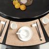 Artificial Leather Placemats Oil Resistant Chinese Style Engraved Flower Pattern Fan-Shaped Placemats Dining Table Decor