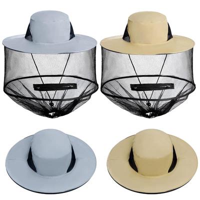Mosquito Head Net Hat Sun Hat Garden Bug Hat with Hidden Net Mesh for Outdoor Gardening