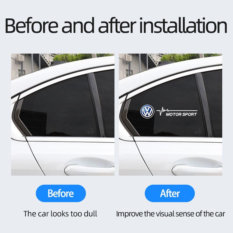 2Pcs Car Emblem Badge Windows Sticker Decal Auto Styling Accessories For Volkswagen VW ID3 Passat Arteon Jetta T-ROC Golf Amarok zd9