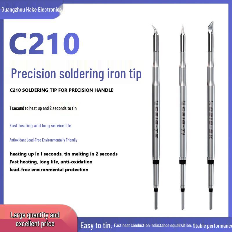 Repairman 210 Soldering Iron Tip - Universal Domestic Head for Sugon T26, C210 Heating Core, Straight Point & Bent Blade.