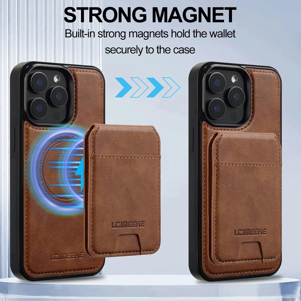 2 in 1 Detachable Magnetic Vertical Cards Solt Wallet Leather Case For iPhone 16 Pro Max 15 Plus 14 13 12 11 SE 2026 For Magsafe