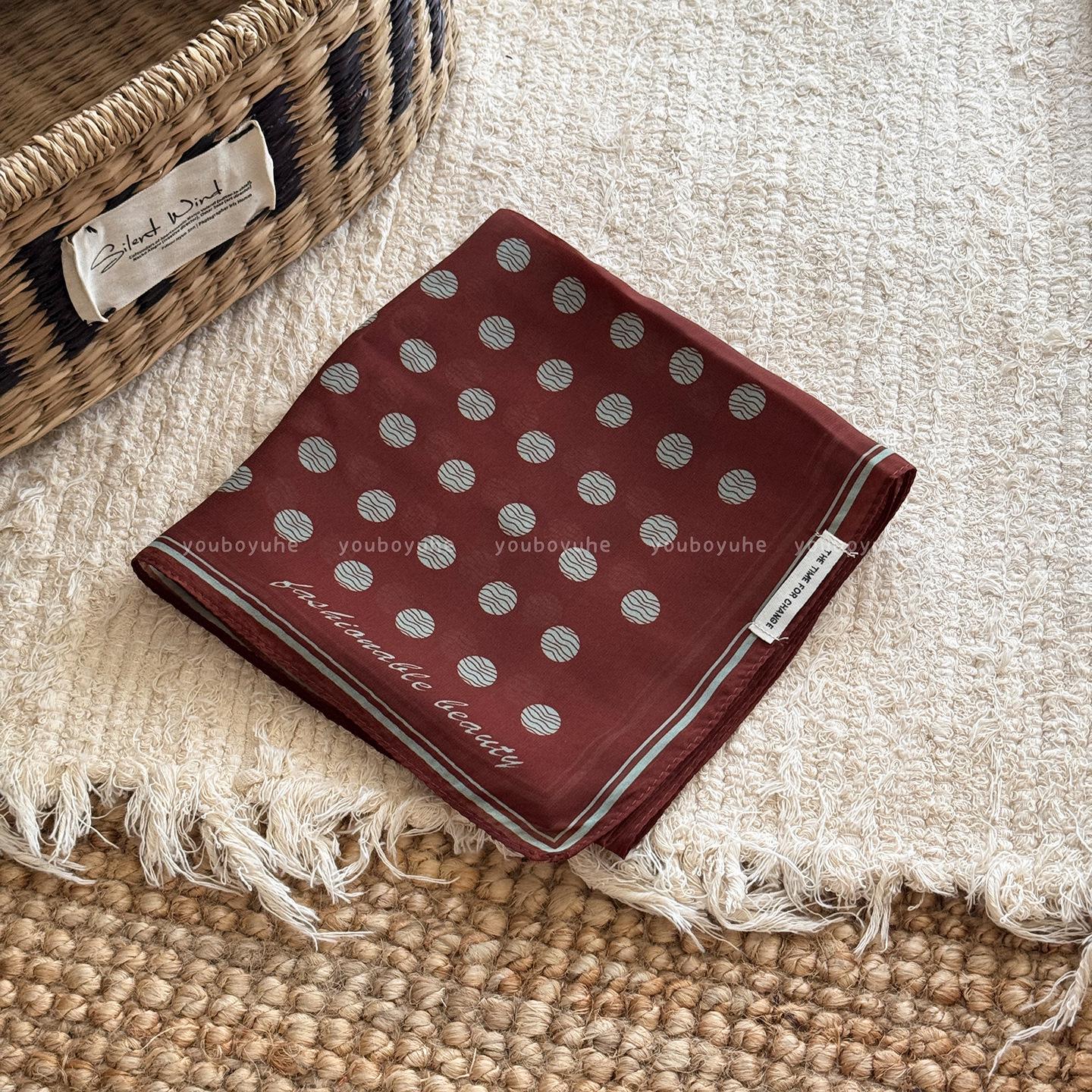 

Korean-Style Brown Polka Dot Tie-Neck Scarf: Versatile Women s Ribbon Accessory for 2025