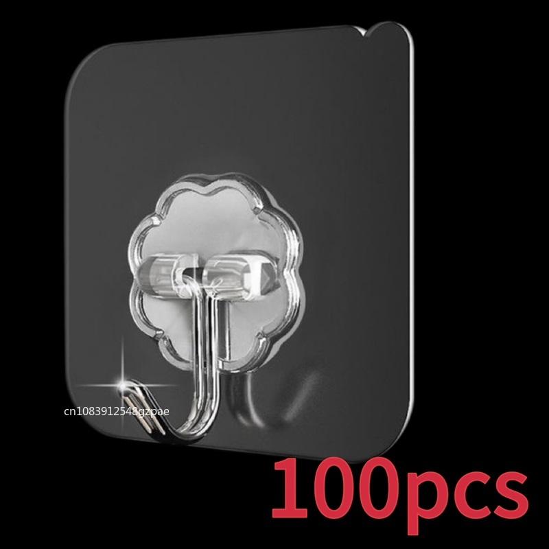Transparent Hooks Self Adhesive Multi-Purpose Hangers Hooks Strong Self Adhesive Key Storage Hanger For Kitchen Bathroom Storage