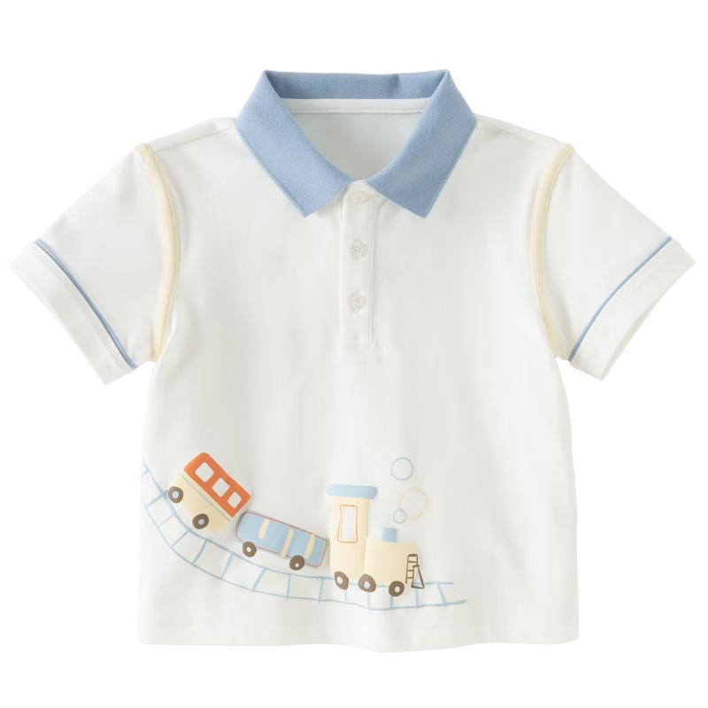

DAVE&BELLA Boys Breathable Color Block Short Sleeve Polo T-Shirt 120cm