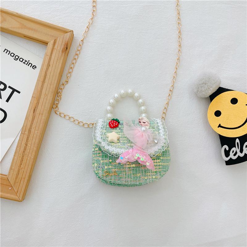 Entzückende Prinzessin Perlen Handtasche Für Mädchen Mini Pu Leder Umhängetasche