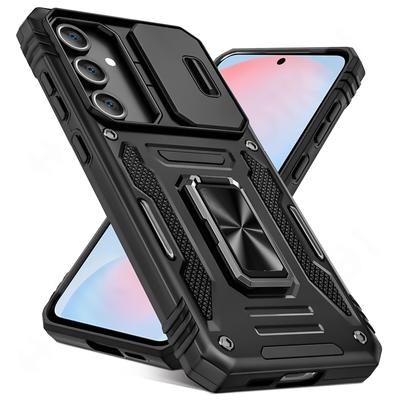 מארז טלפון מגן מצלמה נשלף עבור Samsung A56 A36 A26 A16 A55 A35 A25 A15 A54 A34 A14 A53 A52S כיסוי עם טבעת מתכת ומעמד מגנטי