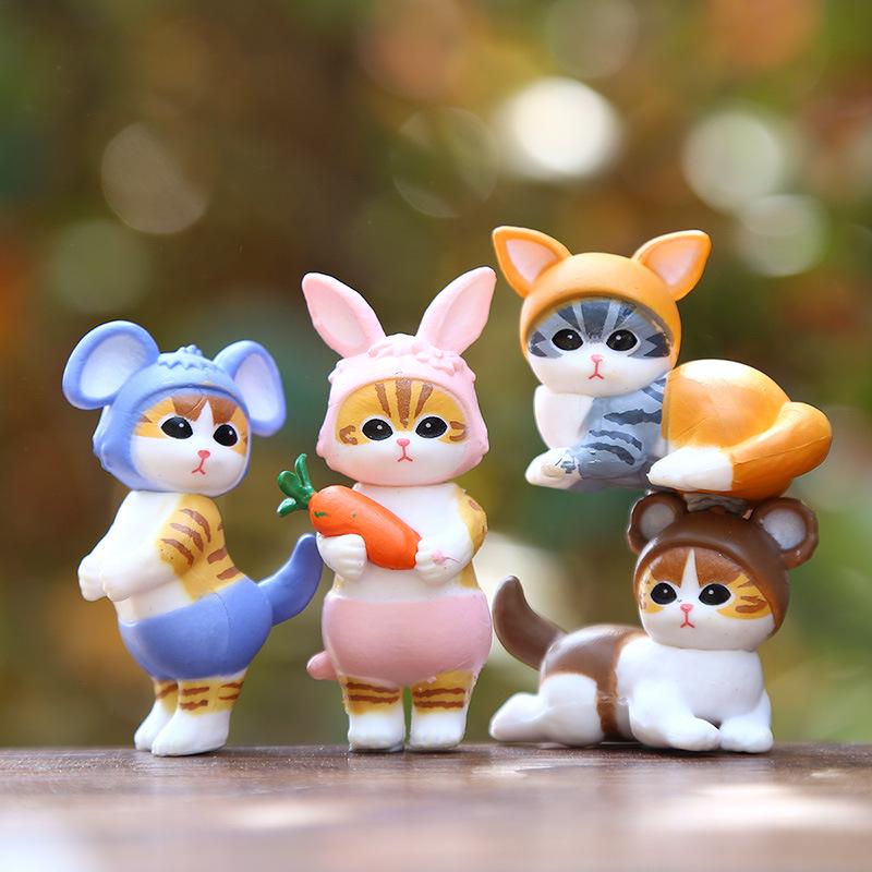 Japanese Cartoon Cat Plush Blind Box with Rabbit Ear Headgear - Cute Animal Ornament