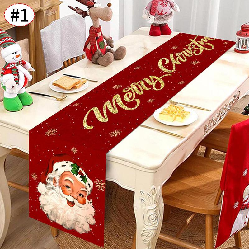 Christmas Themed Table Runner Santa Claus Table Flag Xmas Decor Tablecloth Navidad New Year Gifts Table Party Decor Supplies
