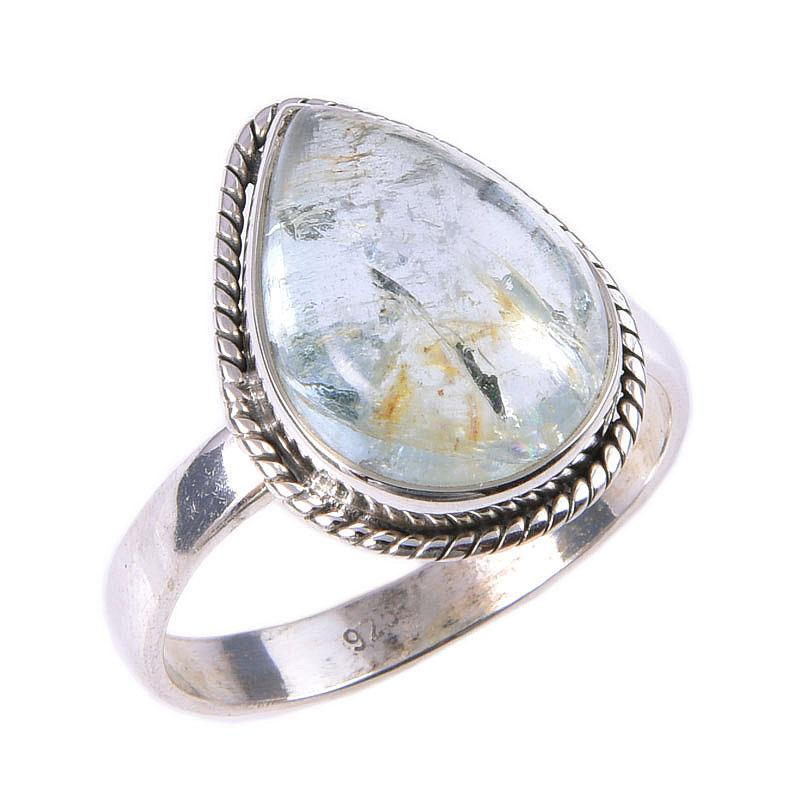 Natural Aquamarine Gemstone Handmade 925 Solid Sterling Silver Ring Size 9 M3r78