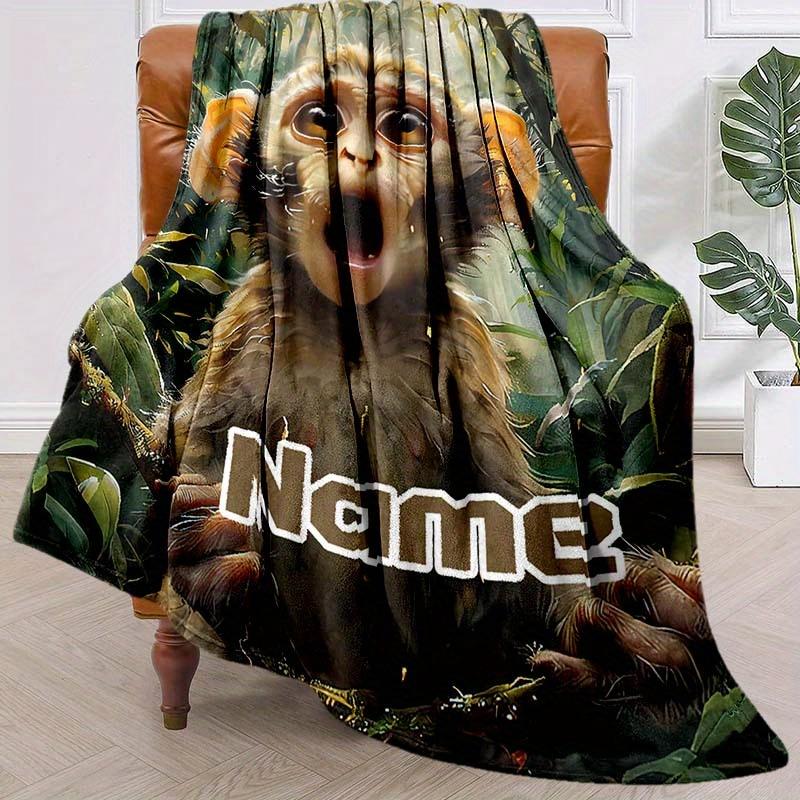 Monkey Customize Your Name Blanket Warm Comfortable And Soft Blankets Are Suitable For Home Lunch Break Blanket Office Sofa Sofa Gift To Relatives And