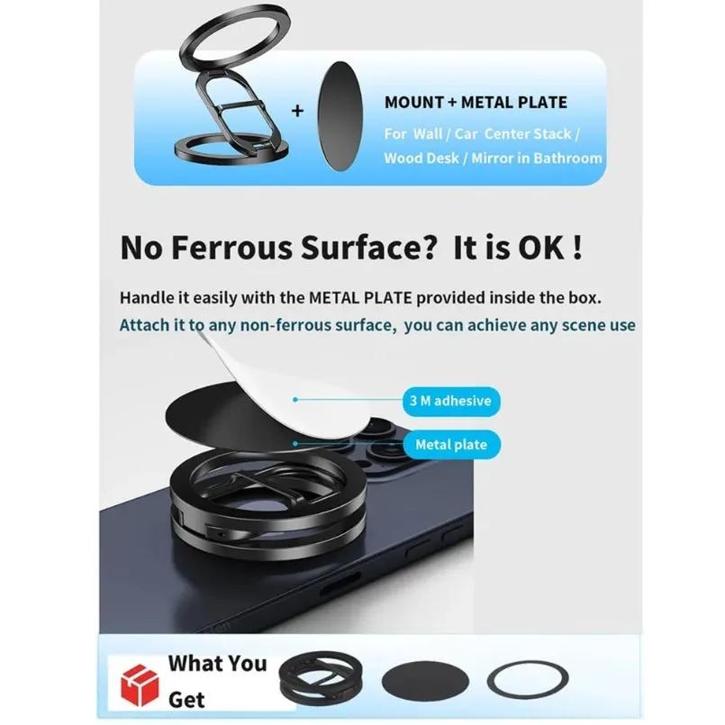 Foldable Double Sided Magnetic Phone Holder for Magsafe Gym Treadmill Universal Folding Car Holder Magnetic Smartphone Stand
