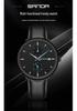 SANDA Men's 3D Leather Strap Waterproof Quartz Mesh Wristwatch - Fashionable & Trendy Calendar Design