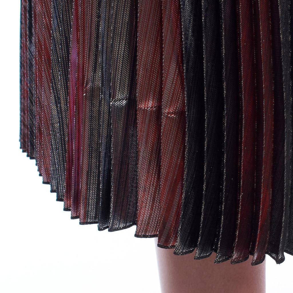 WJCP312F Metallic Pleated Midi Skirt for Women