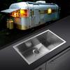 Undermount Sink L780 W430 H230mm 304 Stainless Steel 90mm Outlet Kitchen Sink for RV Yacht Boat Camp