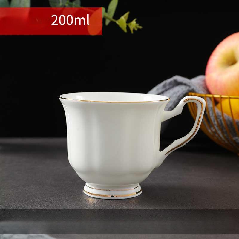 Bone China Coffee Mug with Gold Rim, 200-400ml Tea Cup with Handle White 1pc, for Espresso,Hot Cocoa,Cappuccino,Latte and Cold Drinks, Microwave Safe
