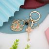 Rhinestone Keyring Pendant Heart Four Leaf Clover Key Shaped Rhinestone Key Ring Bag Decoration Gift
