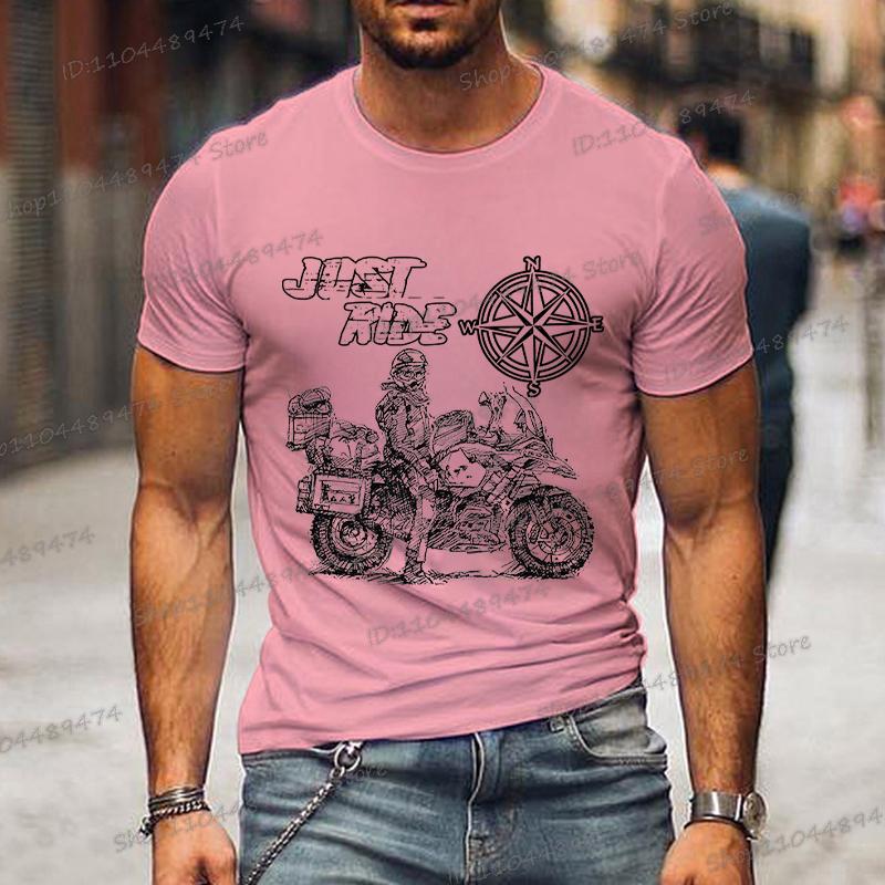 Just Ride Motorrad GS Adventure mit Kompassdruck T-Shirt Herren Mode Sommer T-Shirts Street Style Motorrad Herren T-Shirts