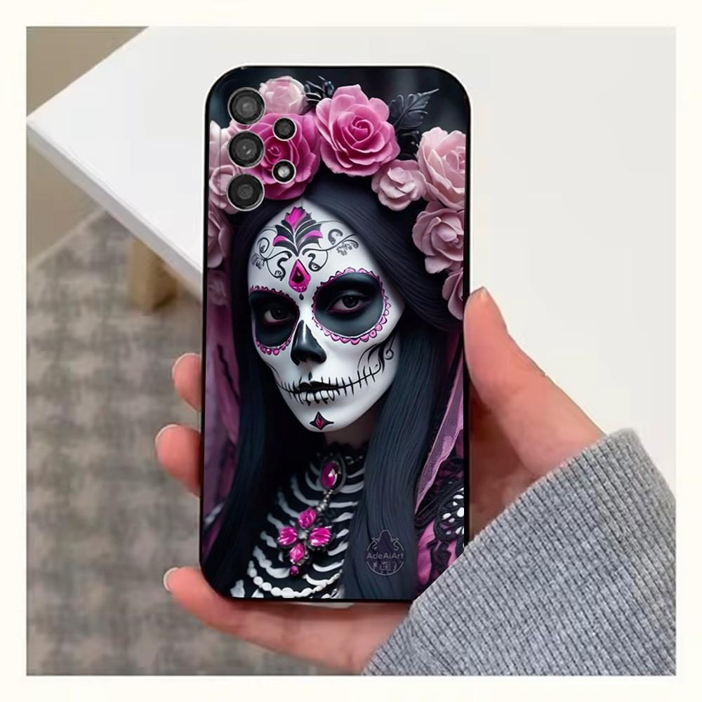 

Mexican Catrina Skull Girl Phone Case For Samsung S25,S24,S23,S22,S20,S21,S10,Ultra,Plus,Lite,FE,Soft Silicone Black Cover Samsung S105G