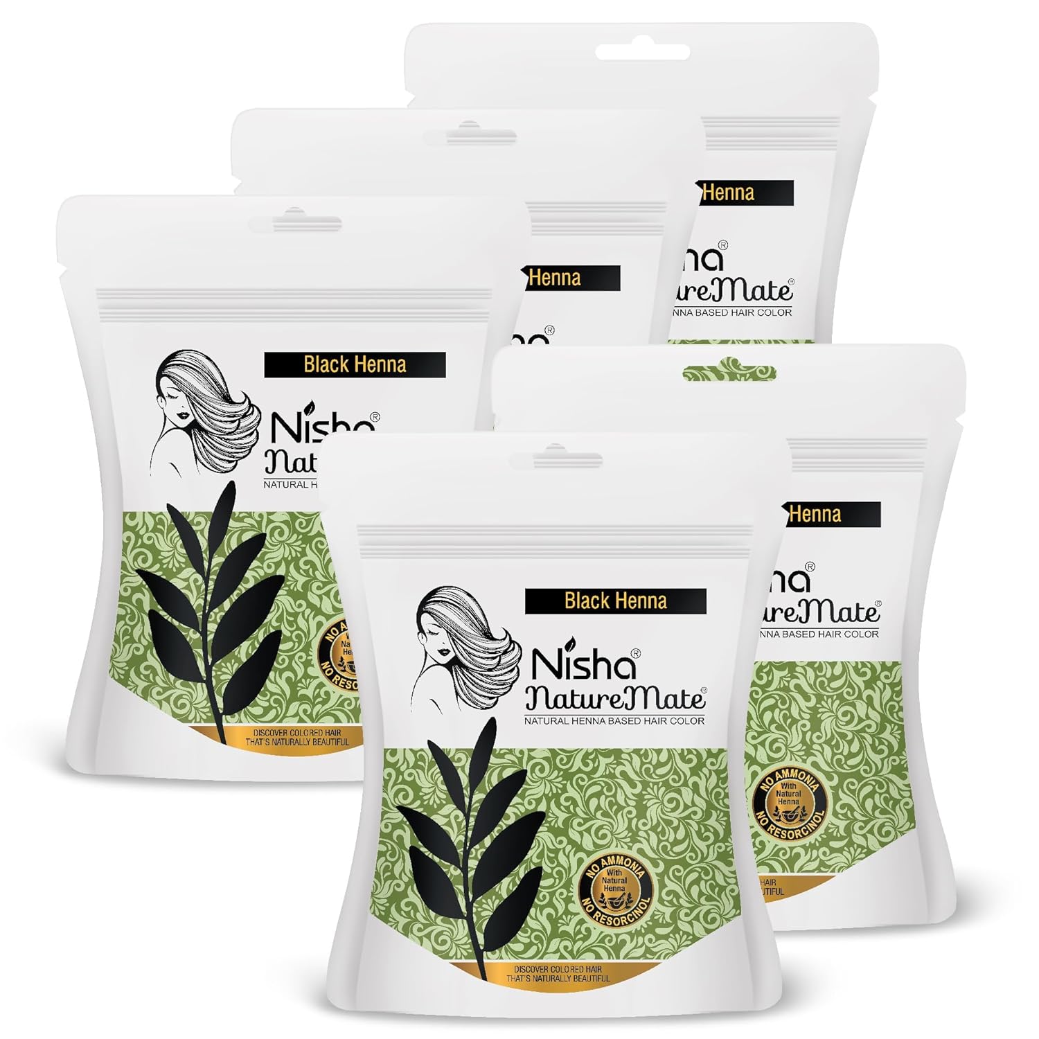 Nisha Nature Mate Natural Henna Hair Color Ammonia Free Long Lasting Smooth Silky Shine Salon Finish 45g X Pack Of 5