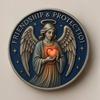 Friendship Protection Angel Souvenir Coin Metal Carving Guardian Angel Collectible Coin Round Badge Home Decoration Friends Gift