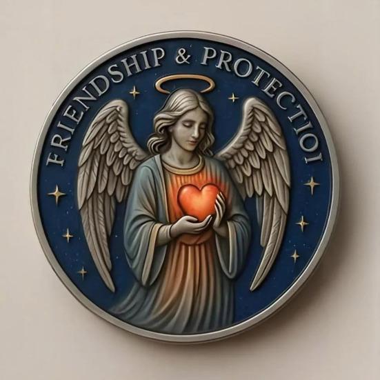 Friendship Protection Angel Souvenir Coin Metal Carving Guardian Angel Collectible Coin Round Badge Home Decoration Friends Gift
