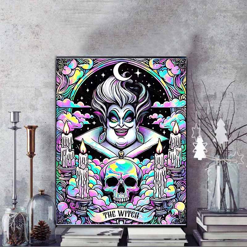 Disney 5D DIY Diamond Painting Lady Termani Dark Neon Tarot Style Illustration Full Round Diamond Mosaic Cartoon Dog Embroidery Art Painting HomeDecor